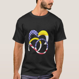 Camiseta Aliança de casamento com coração da bandeira ameri