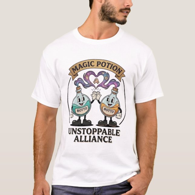 Camiseta Aliança Imparável Botto Marca Potio Mágico Retro (Frente)