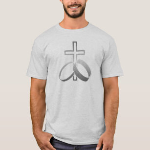 Camiseta Alianças de casamento & cruz para Wedding e