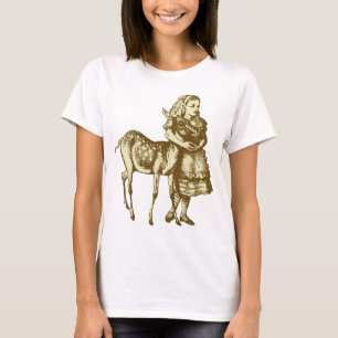 Camiseta Alice com jovem corça cobriu o Sepia