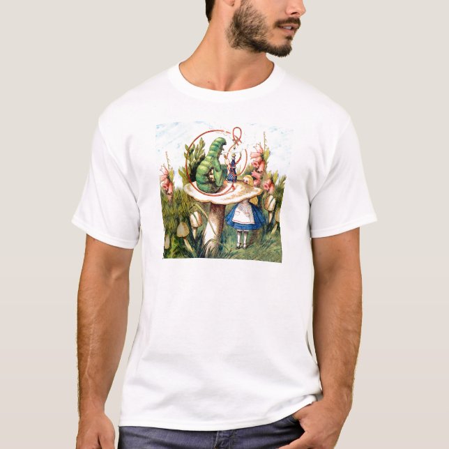 Camiseta Alice e a lagarta na Terra das Maravilhas (Frente)