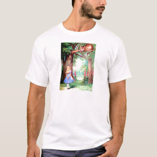 Camiseta Alice e o gato de Cheshire no país das maravilhas