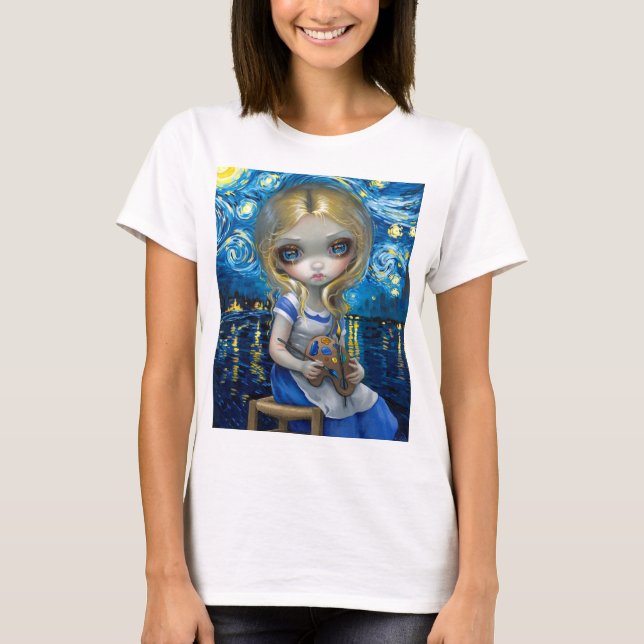 Camiseta "Alice em um Noturno de Van Gogh" (Frente)