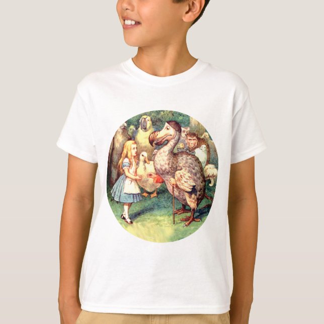 Camiseta Alice encontra o pássaro Dodo na corrida de Caucus (Frente)