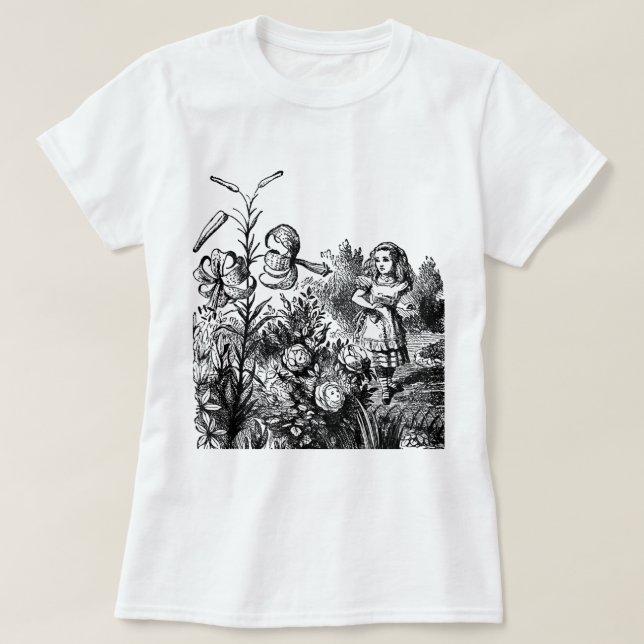 Camiseta Alice Fala com Flores de Jardim (Frente do Design)