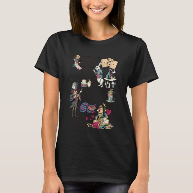 Camiseta Alice in Wonderland Characters Lewis Carroll Illus (Frente)