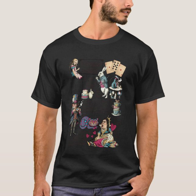 Camiseta Alice in Wonderland Characters Lewis Carroll Illus (Frente)