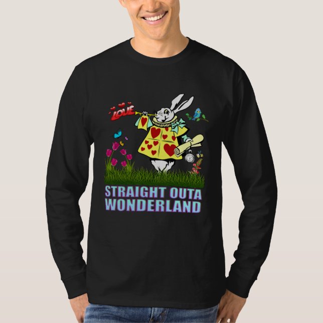 Camiseta Alice in Wonderland Men Women s Kids White Rabbit (Frente)