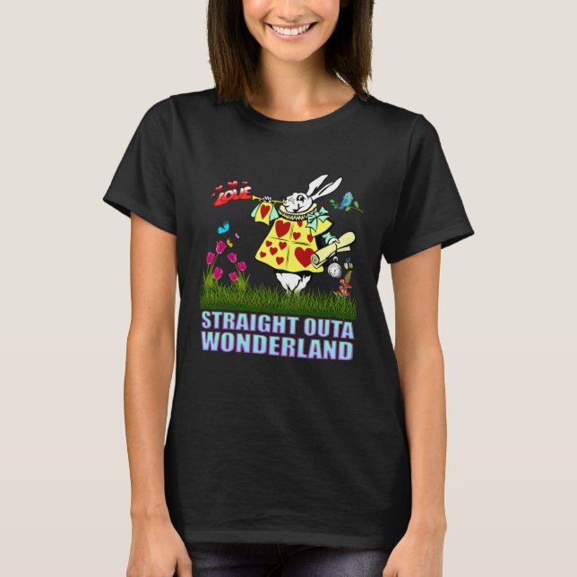 Camiseta Alice in Wonderland Men Women s Kids White Rabbit (Frente)
