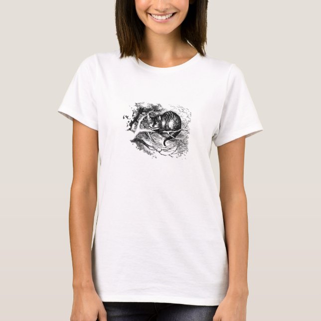 Camiseta Alice no gato de Cheshire do país das maravilhas (Frente)