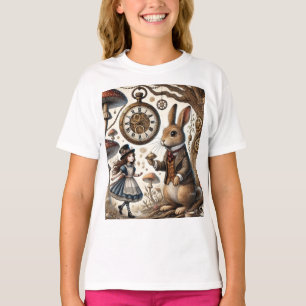 Camiseta alice no país das maravilhas coelho branco