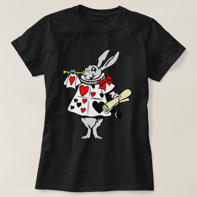 Camiseta Alice no Wonderland Rabbit tocando música T-Shirt (Frente do Design)