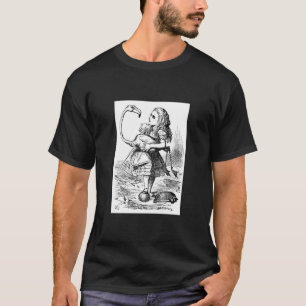 Camiseta Alice que tenta jogar o croquet com um flamingo