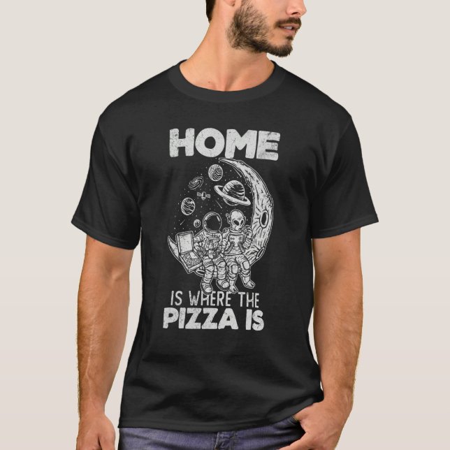 Camiseta Alien Astronaut Eating Pizza In The Cosmos   Pizza (Frente)