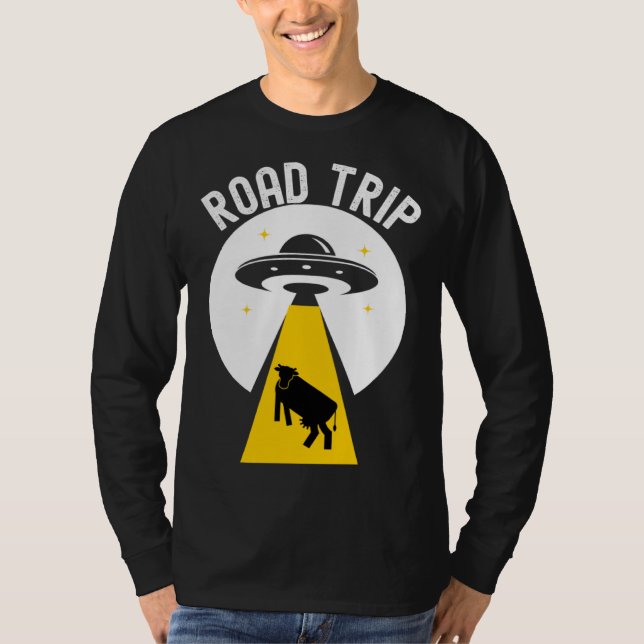Camiseta Alien cow abduction UFO spaceship Road trip (Frente)