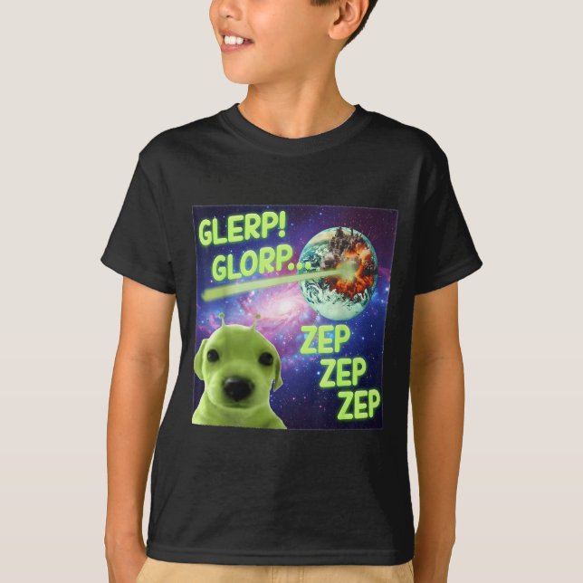 Camiseta Alien Dog Meme Glerp Glorp Funny Space Laser Gift  (Frente)