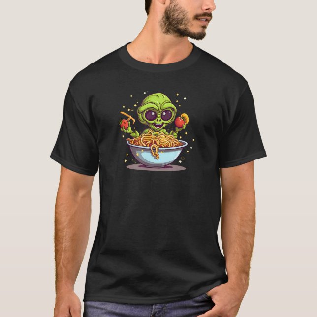 Camiseta Alien Eating Pasta Pasta (Frente)