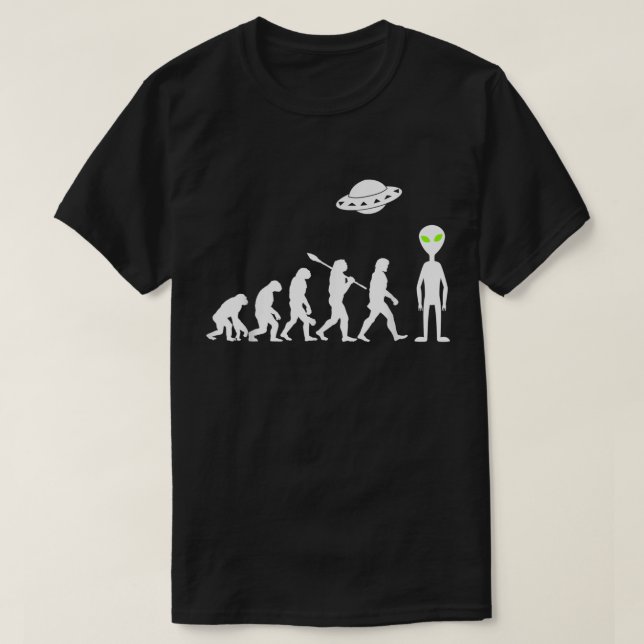 Camiseta Alien Evolution Funny UFO Design (Frente do Design)