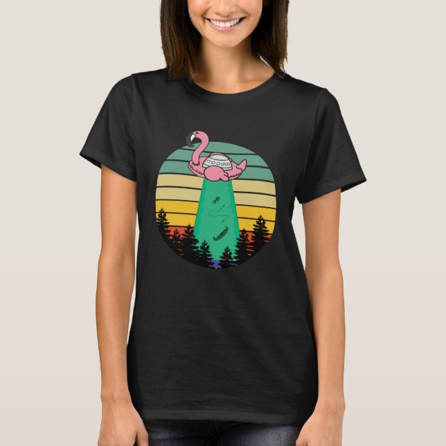 Camiseta Alien Flamingo Abduction  Fun Flamingo UFO Flying  (Frente)