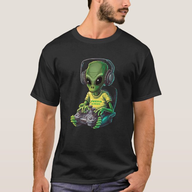 Camiseta Alien Gamer Video Games Boys Kids Teens Gaming Gra (Frente)
