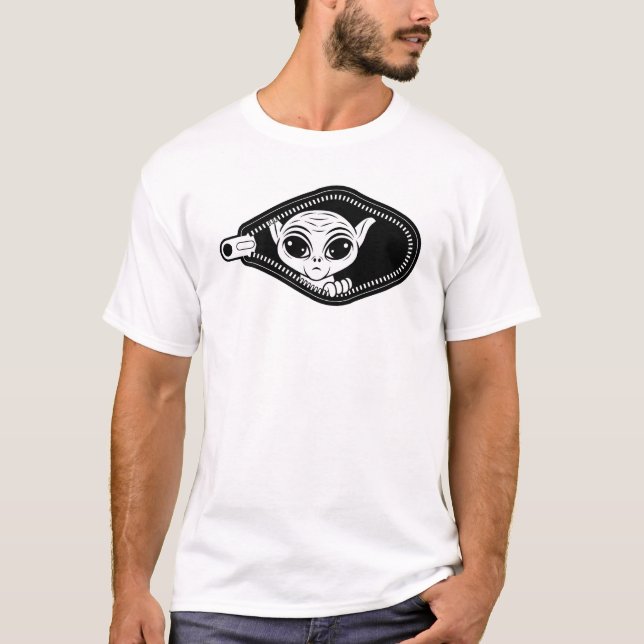 Camiseta Alien guckt aus Reissverschluss  (Frente)
