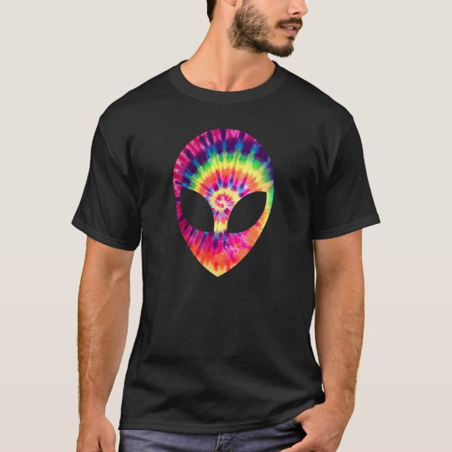 Camiseta Alien Head Face Space UFO Tie Dye Rave EDM Music  (Frente)