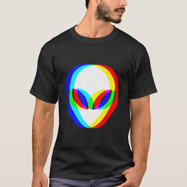 Camiseta Alien Head Trippy Vaporwave Techno Rave Edm Music  (Frente)