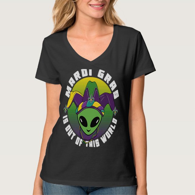 Camiseta Alien Mardi Gras Is Out of This World (Frente)