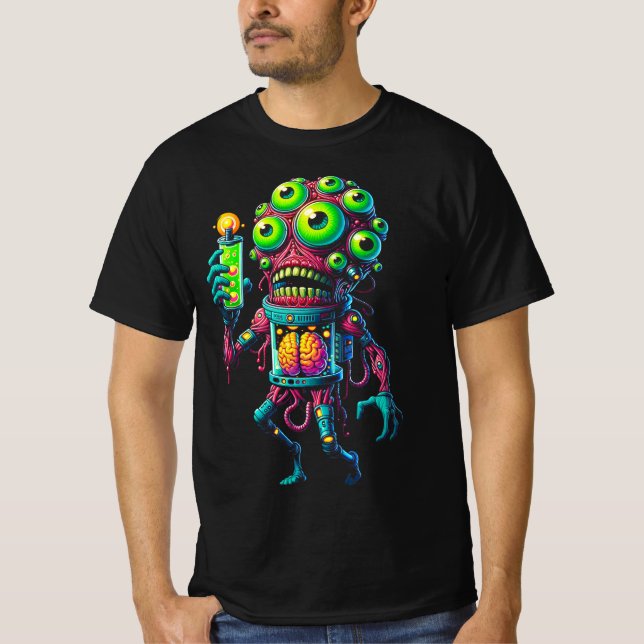 Camiseta Alien Monster Creatie met Elektrisch Testbuis (Frente)