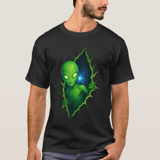 Camiseta Alien Peeking Through Portal Design