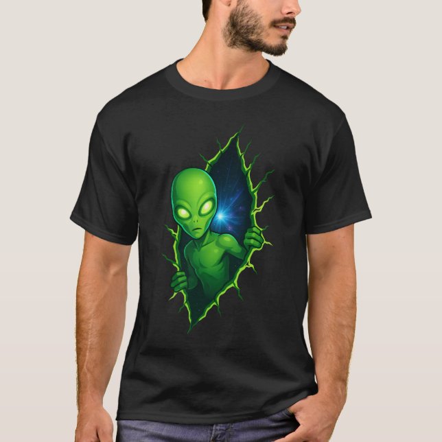 Camiseta Alien Peeking Through Portal Design (Frente)