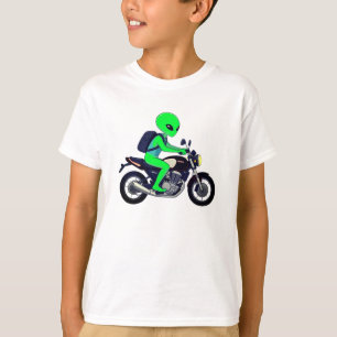 CAMISETA ALIEN PILOTANDO MOTOCICLETA
