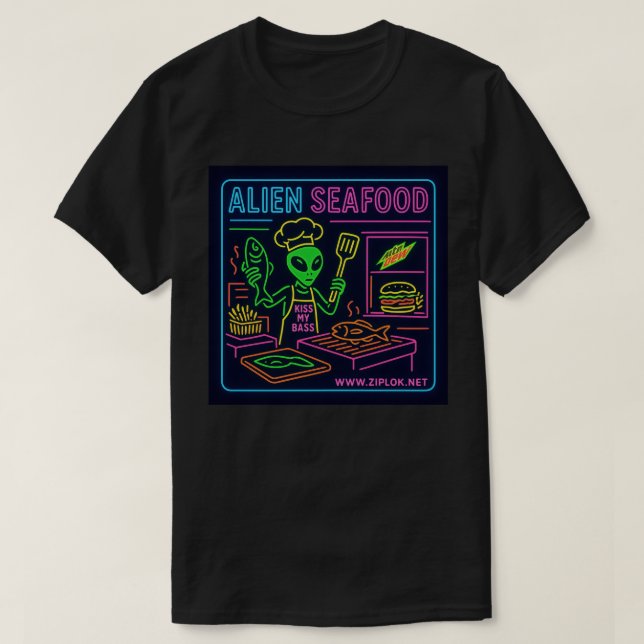 Camiseta Alien Seafood - T-Shirt (Frente do Design)