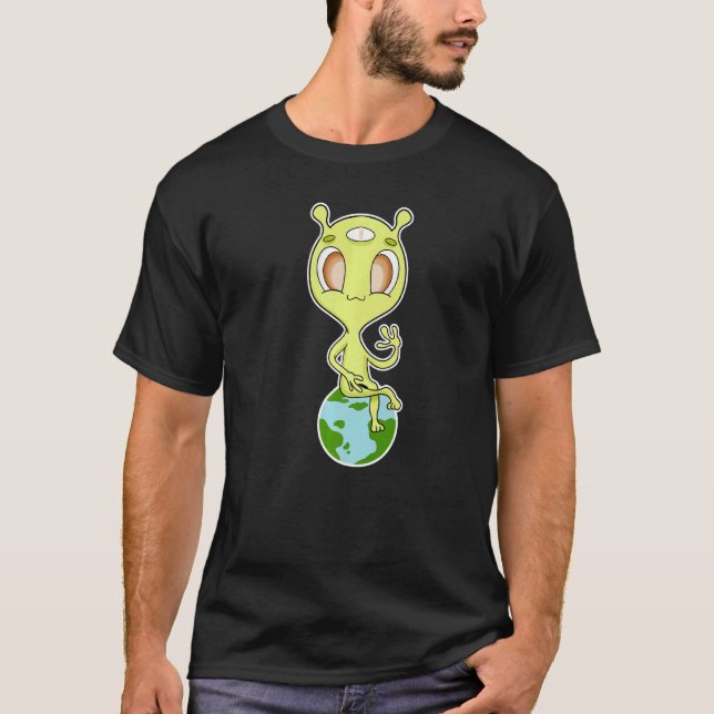 Camiseta Alien Sitting On Earth   (Frente)