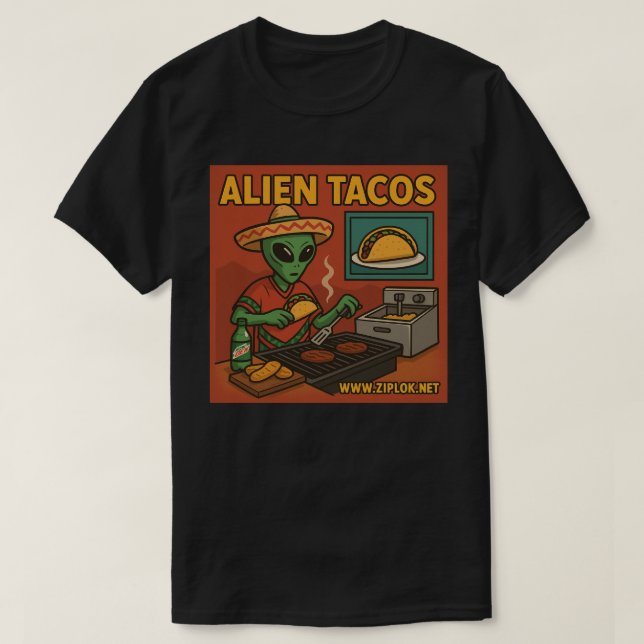 Camiseta Alien Tacos - T-Shirt (Frente do Design)