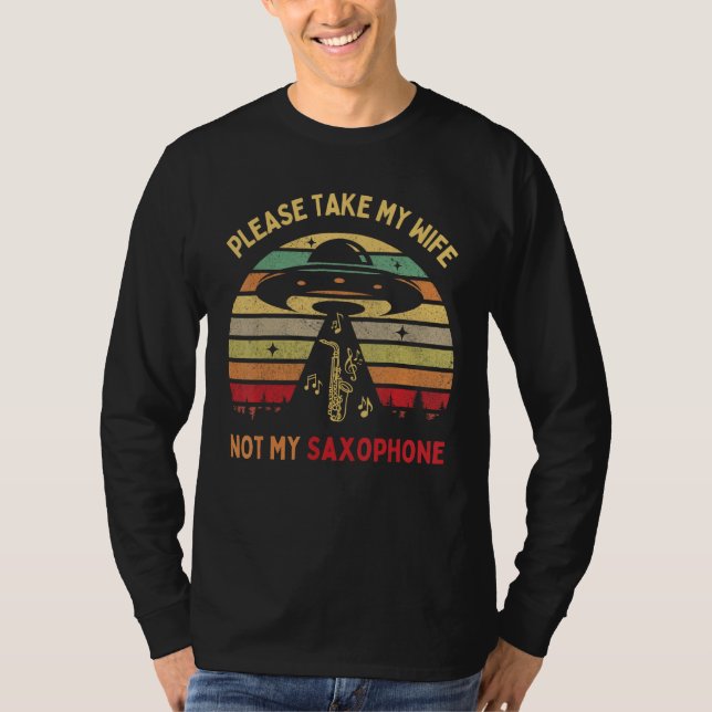 Camiseta Alien UFO Abduction Jazz Saxophone Player Instrume (Frente)