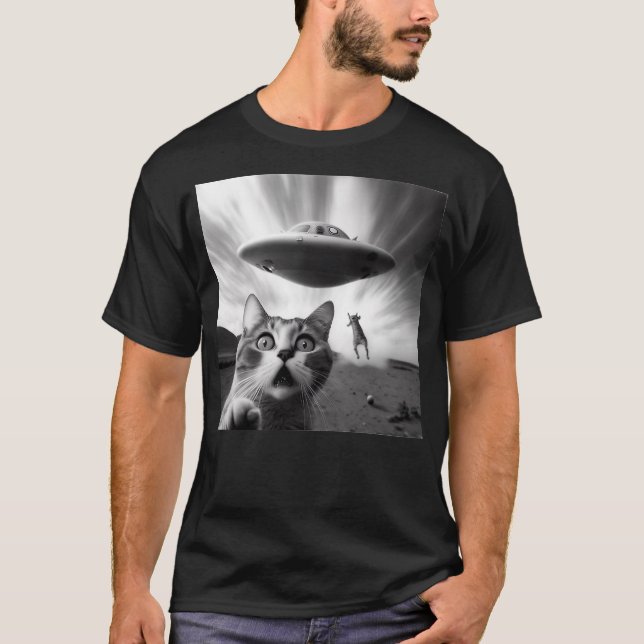Camiseta Alien UFO Funny Cat (2) (Frente)
