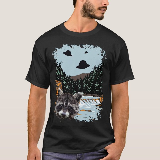 Camiseta Alien UFO Raccoon Lovers Extraterrestrial Encounte (Frente)