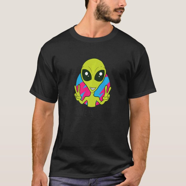 Camiseta Alien Ufo Space Rave EDM Music I Come In Peace (Frente)