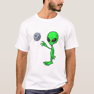 Camiseta aliena que joga boliche