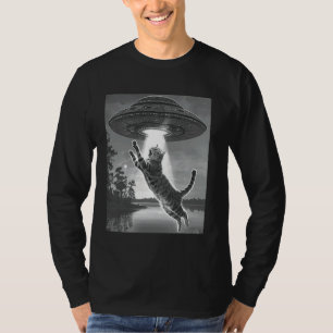 Camiseta Alienígena Abdução Gata OVNI Voando Saucer Espaço