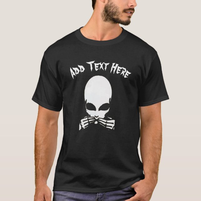 Camiseta Alienígena, adicionar texto, editar texto (Frente)