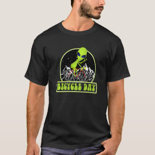 Camiseta Alienígena Andando de bicicleta Engraçado Ciclo de
