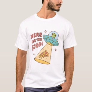 Camiseta Alienígena Aqui Para A Comida Pizza Funny Doodle