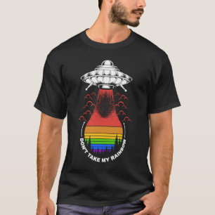 Camiseta Alienígena Arco-Íris OVNI LGBT Não Tome Meu Arco-Í