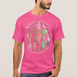 Camiseta Alienígena Bigfoot Ufo Caçador Engraçado Sasquatch