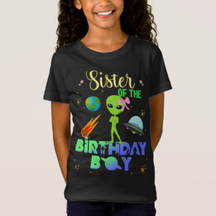 Camiseta Alienígena Birthday Boy Party Theme Spaceship Sis
