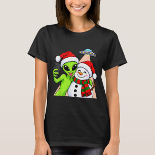 Camiseta Alienígena boneco de neve selfie engraçado ufo nat