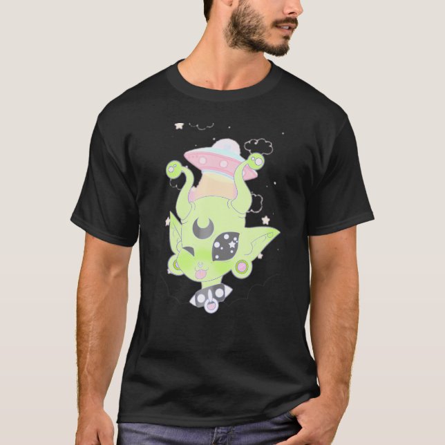 Camiseta Alienígena Bonita Donghua E Anime Inspiraram Cha O (Frente)