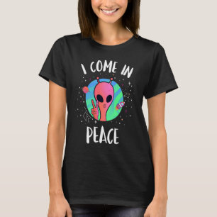 Camiseta Alienígena Bonita Eu Vim Na Alienígena Da Paz Rave
